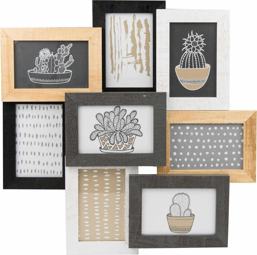 accent by nielsen Bilderrahmen Collage 3D, 8 Fotos à 10x15 cm, Holzrahmen, Außenformat: 48x48x4 cm