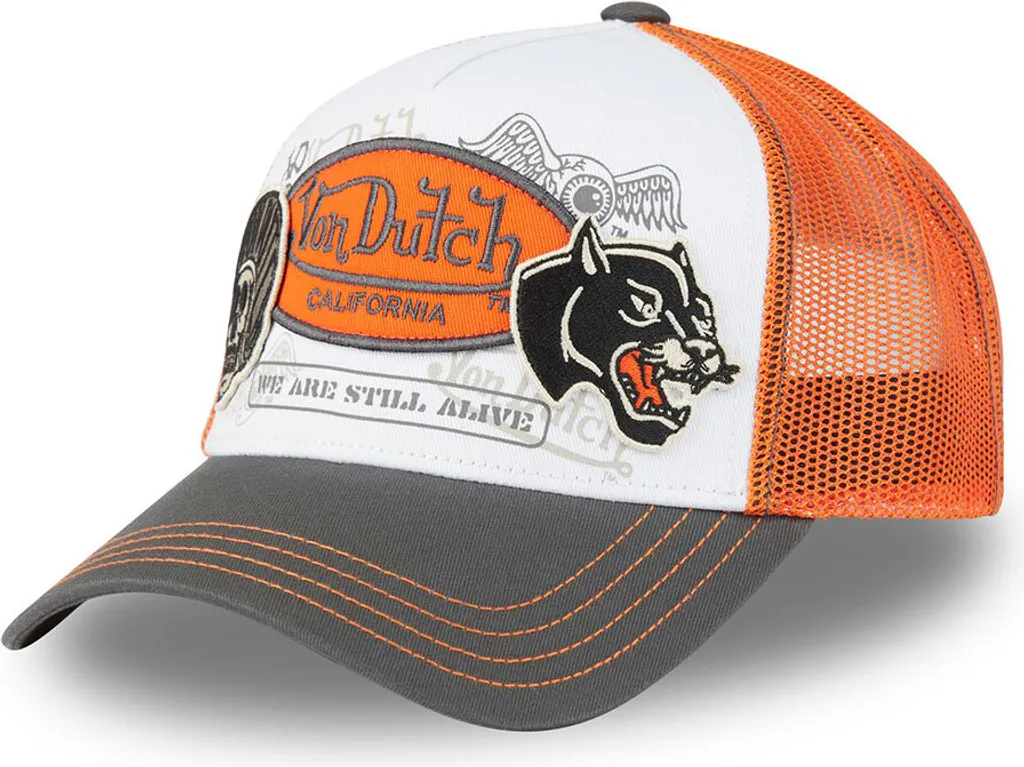 Casquette Trucker Von Dutch Orange avec Patchs Brodés Style Rétro WIP