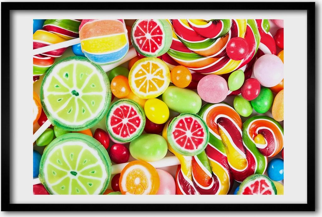 Bild 60x40 MDF-Rahmen, Wandkunst bunte Bonbons