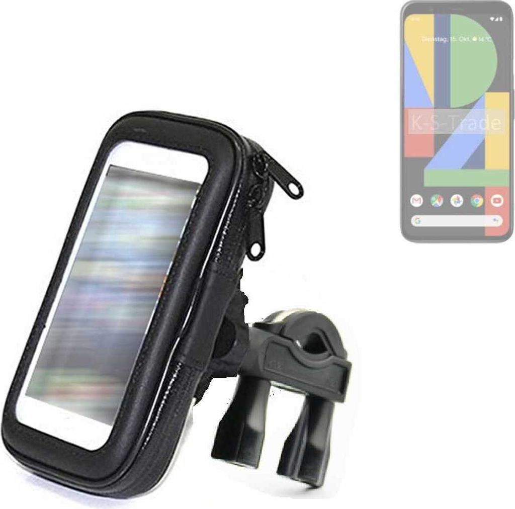 K-S-Trade Fahrrad-Halterung kompatibel mit Google Pixel 4 Handy-Halterung Halter Lenkstange Fahrradhalterung Motorrad Bike Mount Wasserabweisend