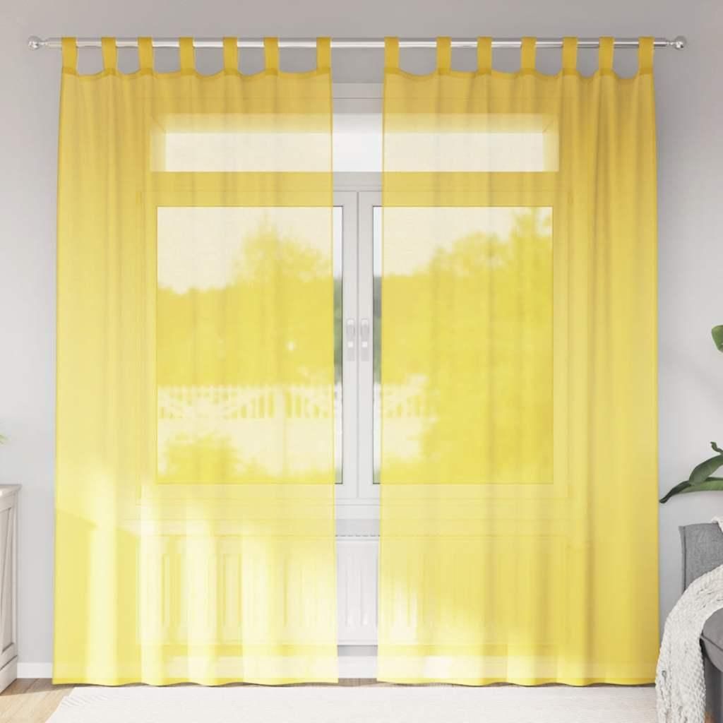 Desgin Voile Vorhänge mit Stangentaschen 2 Stk. Gelb - Gardinen & Vorhänge 4102228