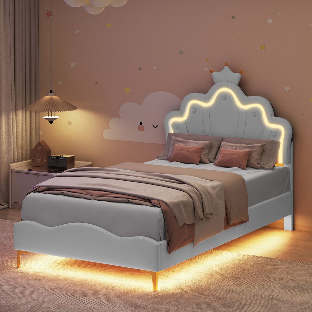 Letto imbottito 90x200cm con rete a doghe, letto per Immagine del prodotto 