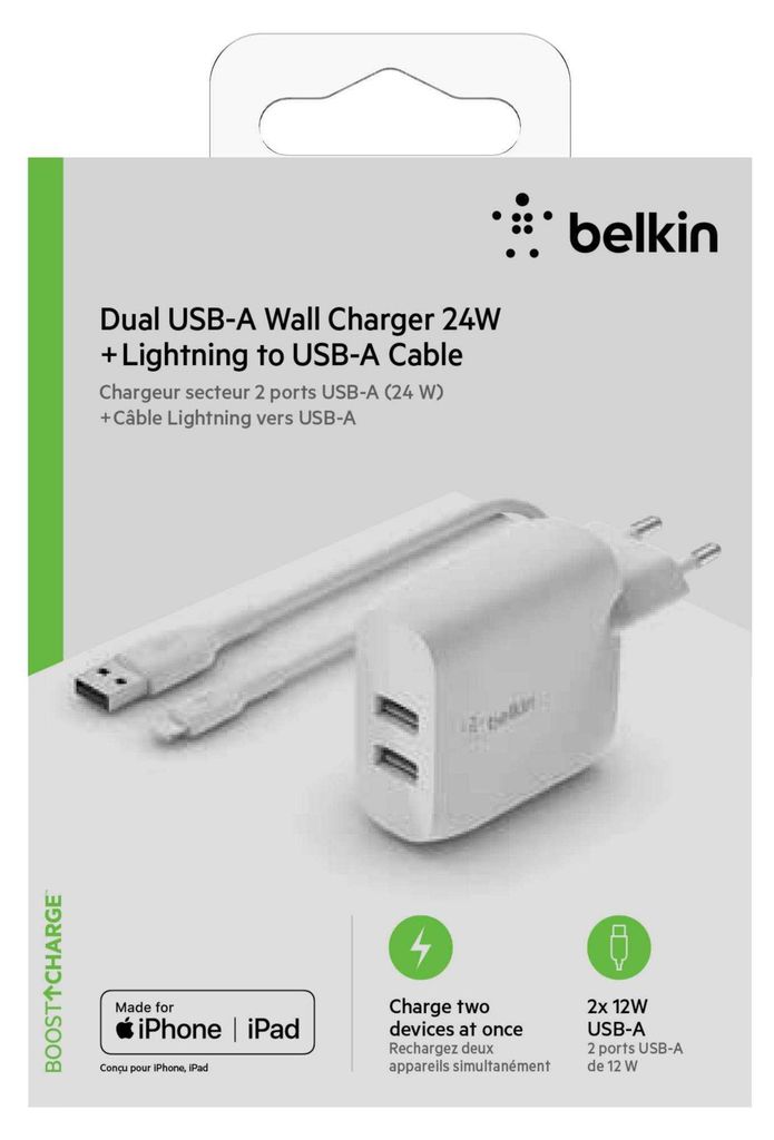 Belkin Dual Usb-A Charger Car Image du produit 