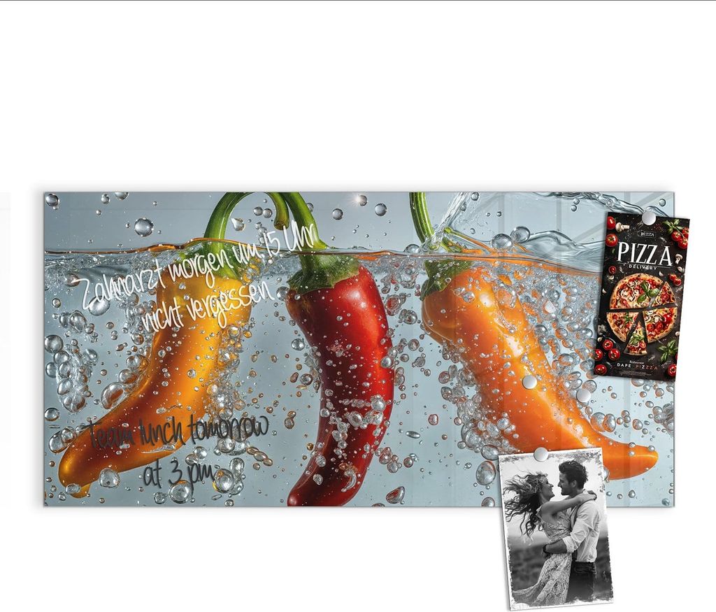 Magnettafel 100x50cm Pinnwand Whiteboard beschreibbar - Paprika im Wasser