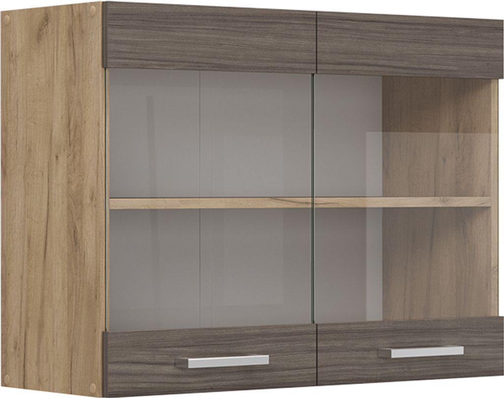 Küchenglasschrank Vicco R-Line Edelgrau 80 cm, Model 53619