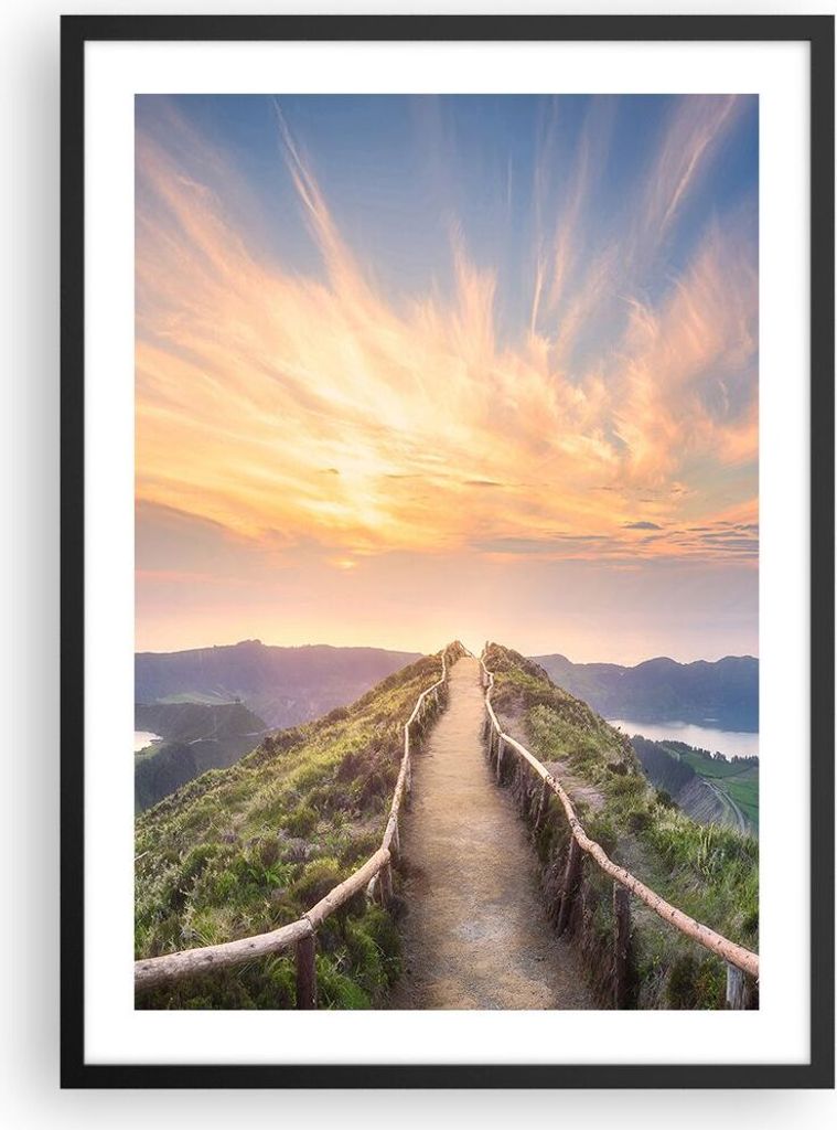 Gerahmtes Poster - Schwarzer Rahmen - Trail Berg Azoren - 50x70 cm - Wand Bild - Wanddeko - Wandbilder - Kunstposter - Wandposter - Bilderrahmen - ...