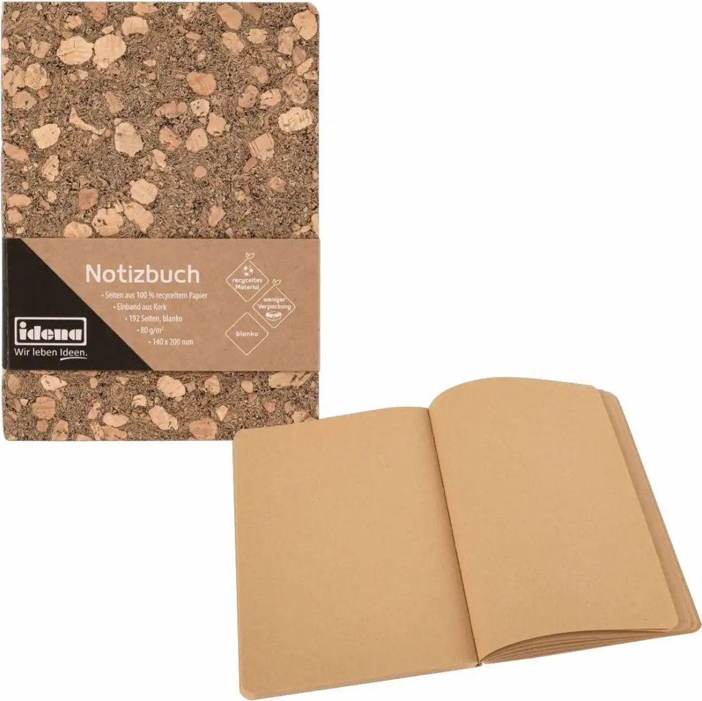 Idena Notizbuch Kork 80g/m² blanko braun 14x20cm