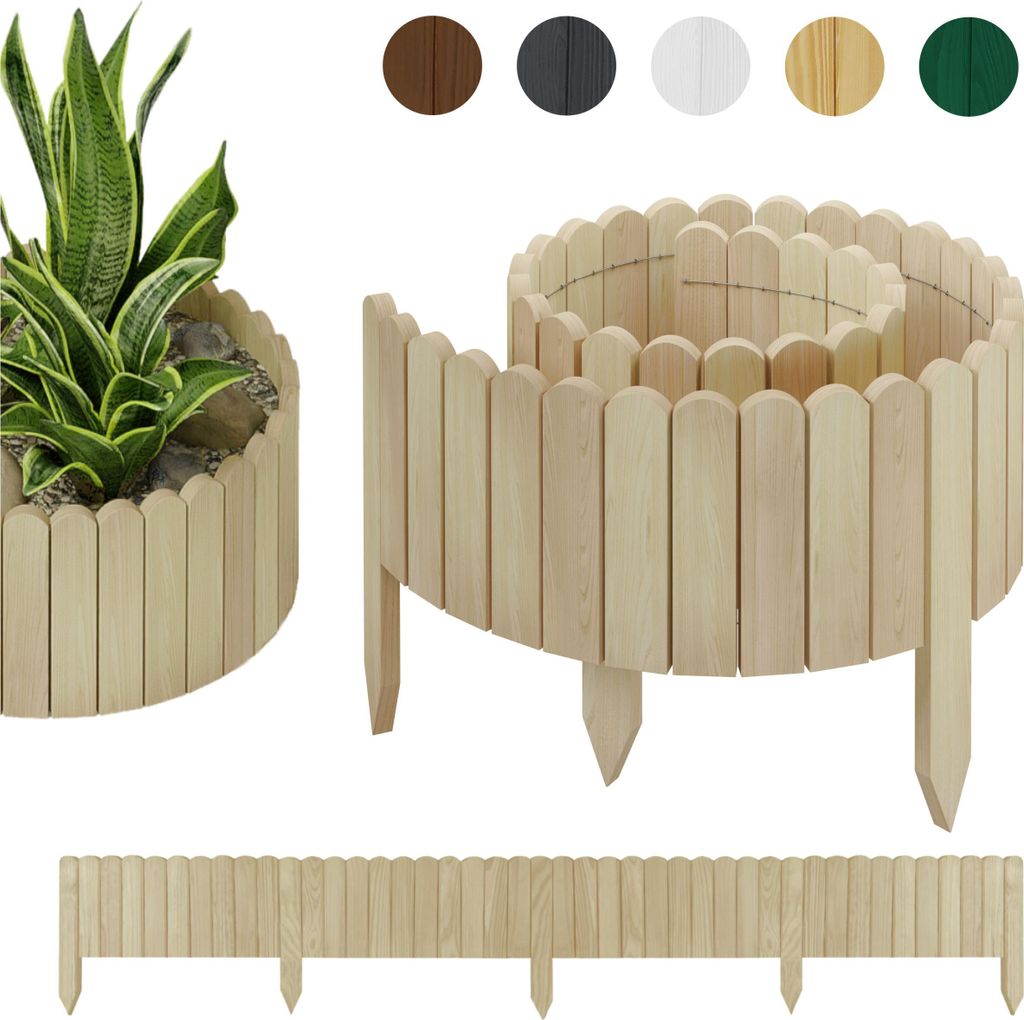 be4nature Flexible Rollborder aus Holz 200 x 10 cm Beige Unimprägnierte Beeteinfassung aus Kiefernholz Beetumrandung Gartenzaun Palisade Rollzaun