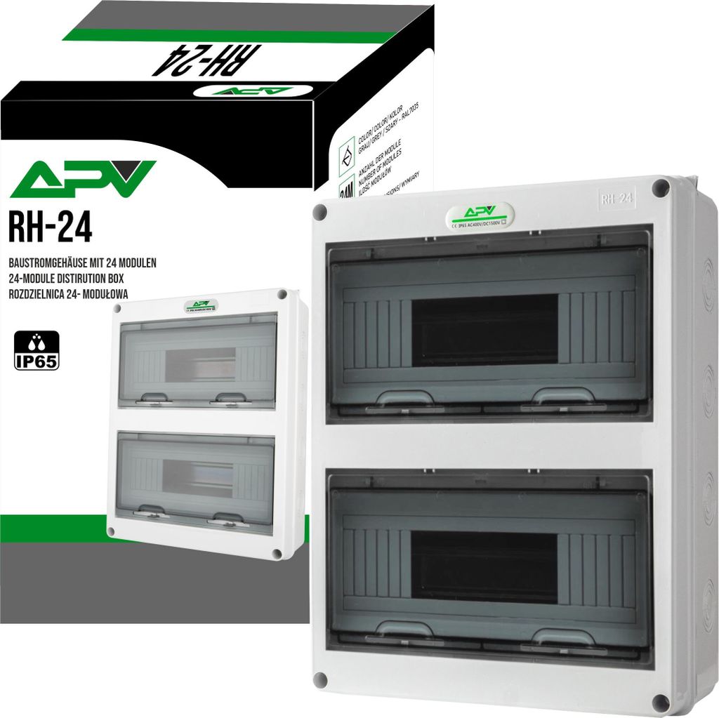 Sicherungskasten Feuchtraum Verteilerkasten IP65 Aufputzverteiler Kleinverteiler 24 Module