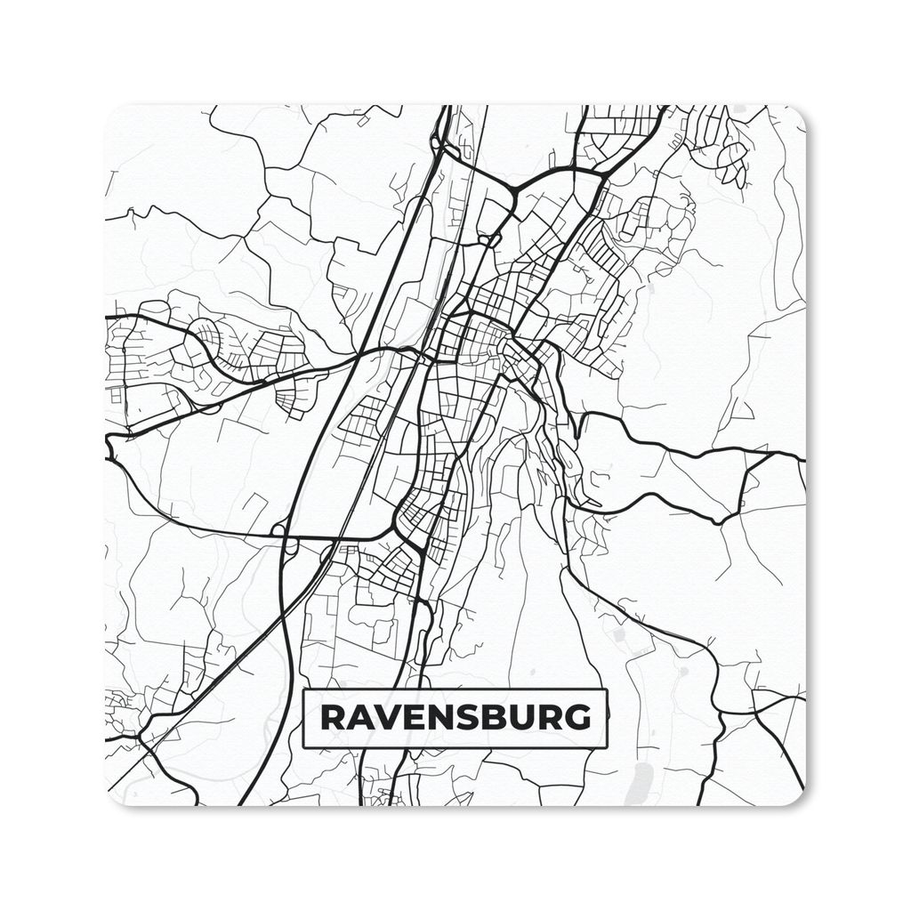 MuchoWow Mauspad Mousepad Ravensburg - Karte - Stadtplan 30x30 cm - Mousepads - Maus Mat - Pad - Mausunterlage - Gaming