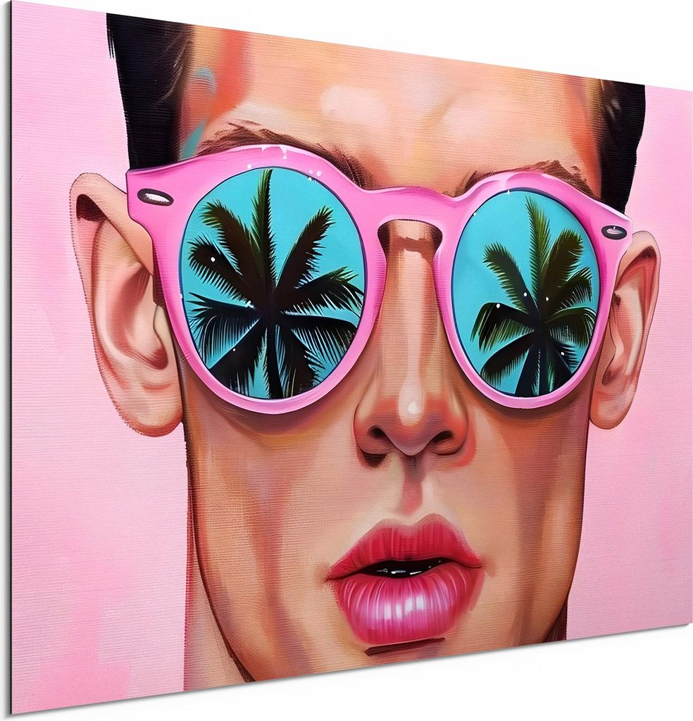 DEQORI Alu-Dibond Bild Weiß 60x40 cm 'Retro Beach Boy' Wandbild Metall dünn Design