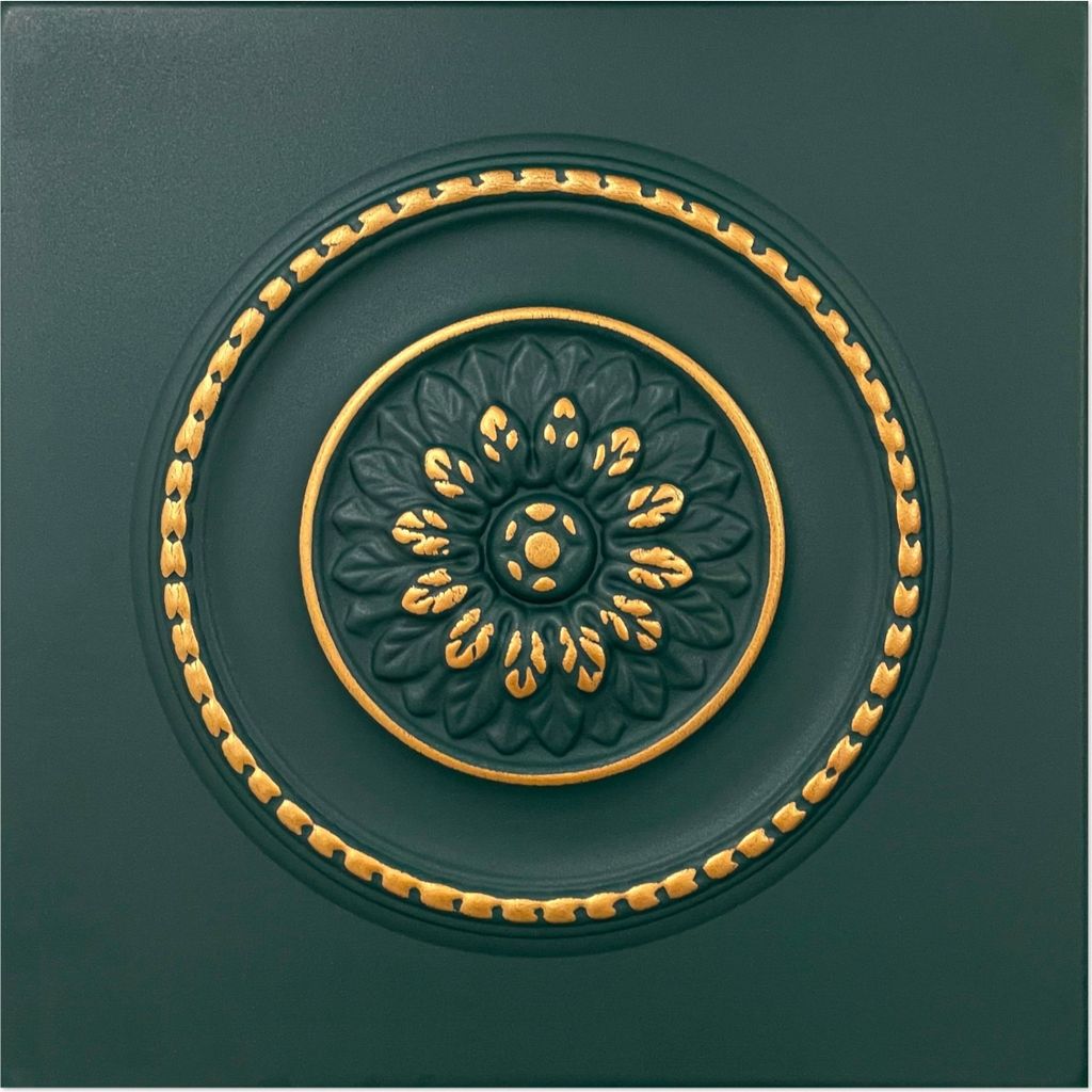 A close-up of a decorative panel with a floral motif.