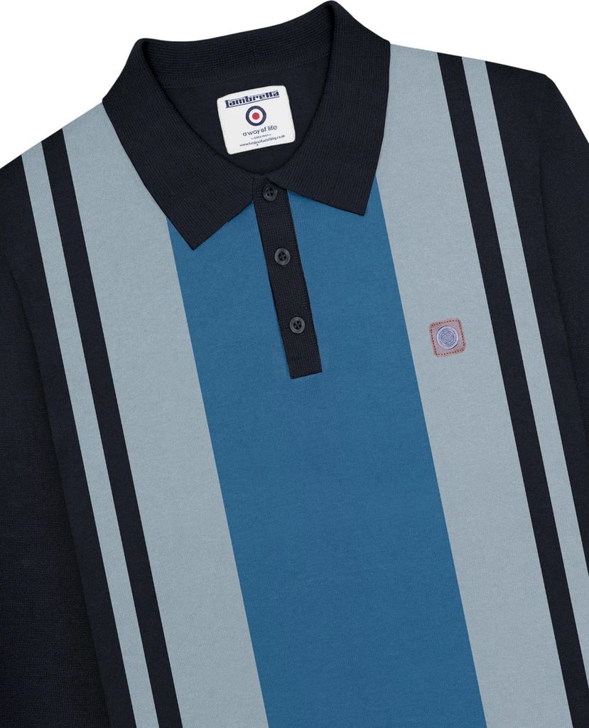 Lambretta - "AW25" Poloshirt für Herren, Verkleidet, Langärmlig LB328 (4XL) (Marine/Eisen)