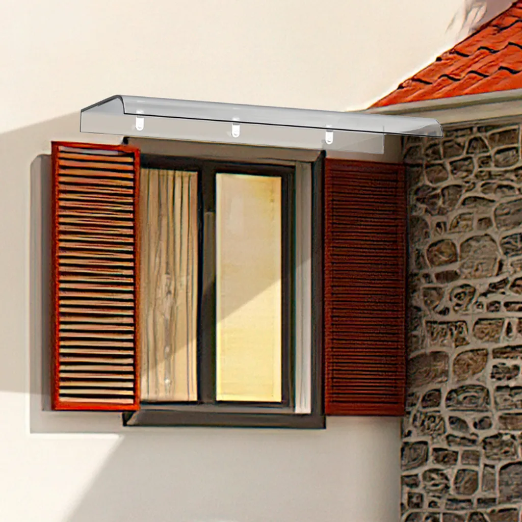 Pensilina Trasparente 40x80cm per Porta d'Ingresso | Tettoia Esterna - 6