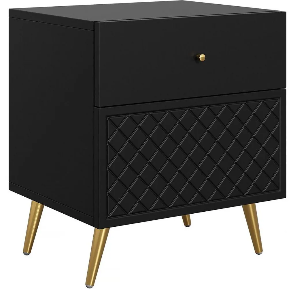 Table de chevet Temerra noire 50x42x57 cm pour chambre moderne
