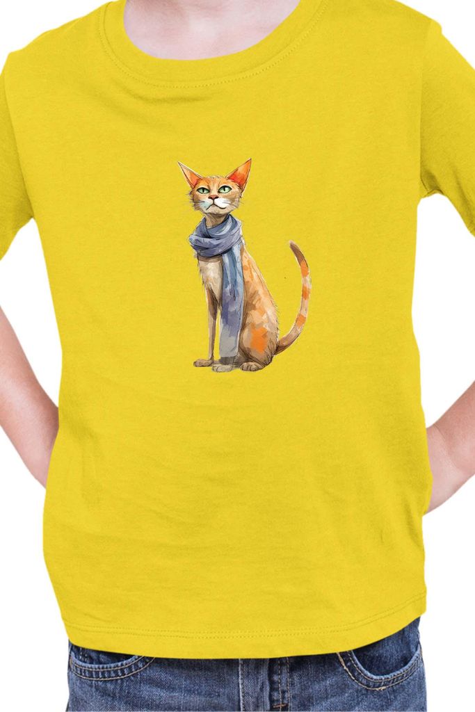 Kinder T-Shirt Funny Cats Breeds Javanese Cat 023, 12-13 Jahr - 152 / Gelb