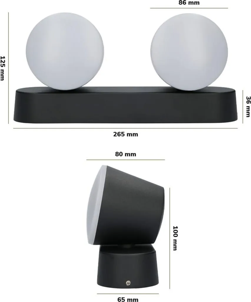 Applique murale LED design noir extérieur étanche IP54 12W 600lm - 8