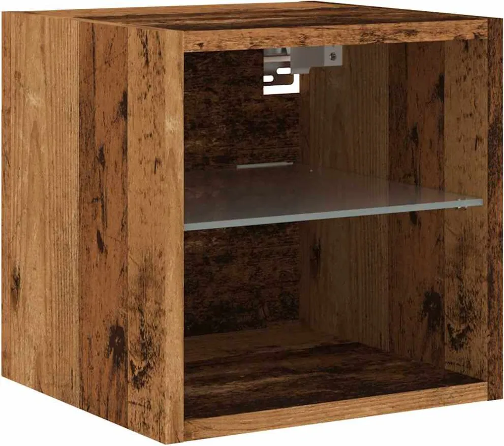 Mensola Porta TV con LED 30cm Legno Antico | Mobile a Parete