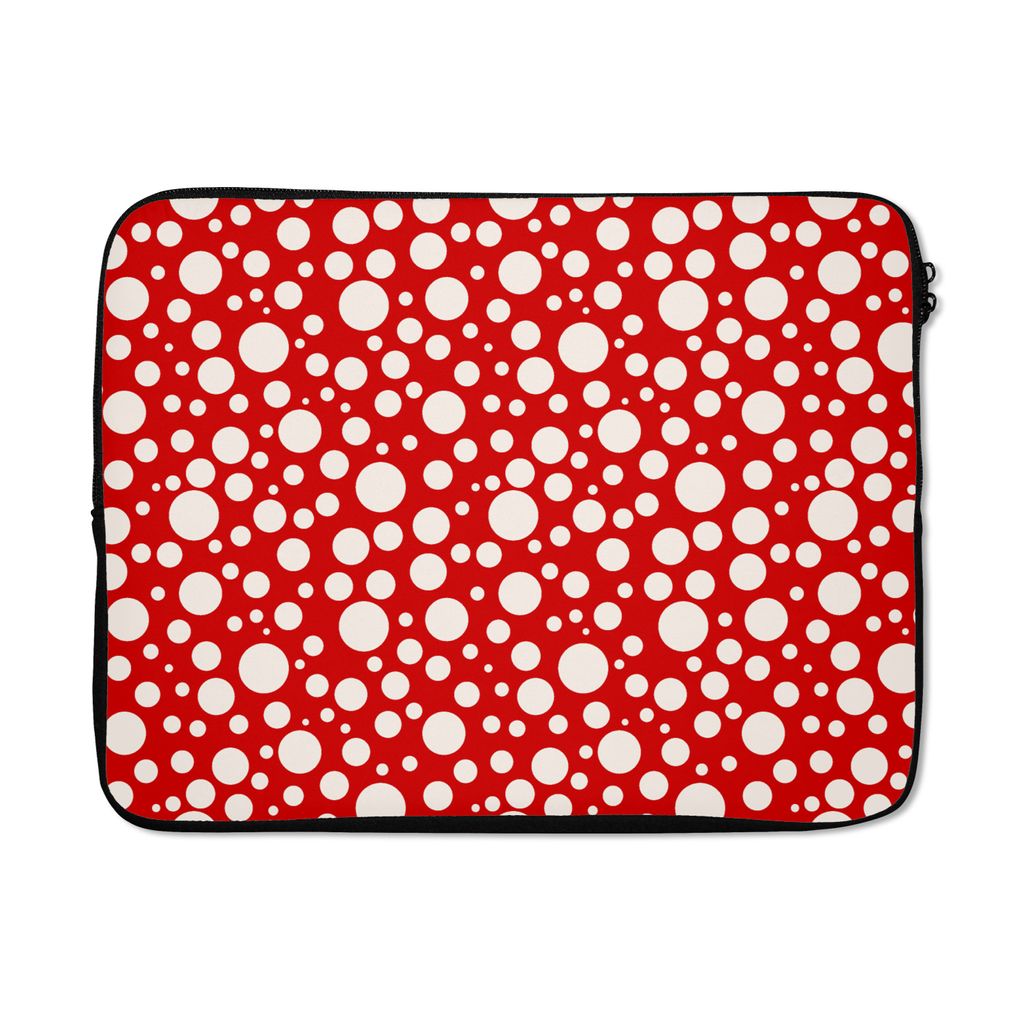 MuchoWow Laptop Hülle 17 Zoll Laptoptasche Seifenblasen - Rot - Punkte - Muster - Zipper - Schutzabdeckung