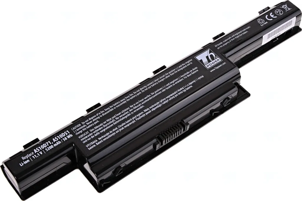 Batteria T6 Power per Acer Aspire 5560 serie, Li-Ion, 11,1 V, 5200 mAh (58 Wh), nero
