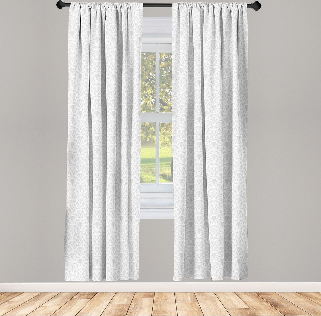 ABAKUHAUS Grau und Weiß Vorhänge, Gardinen, Vintage Halbkreis-Figuren mit Retro Style Pale Tone Effekte Artwork, 2 Stück 75 x 225 cm, , Warm Tau...