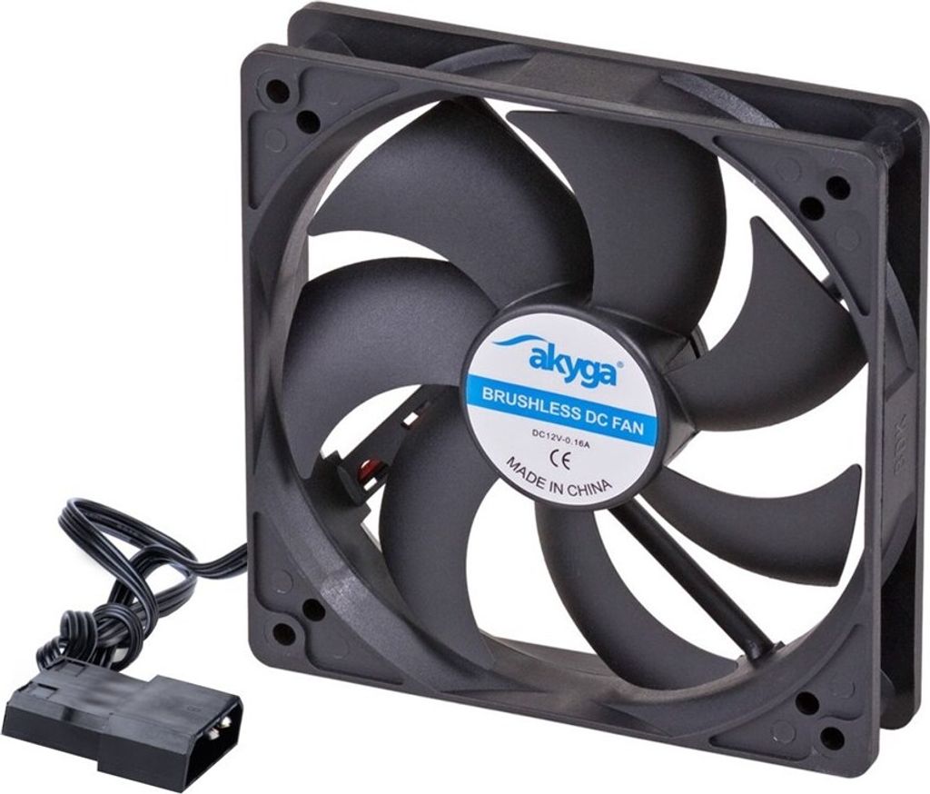 Akyga System fan 12 cm black AW-12A-BK Molex 120x120 mm, Produktbild 