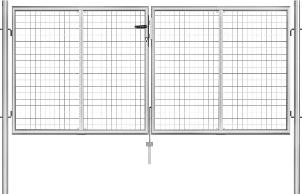 Gartentor Verzinkter Stahl 306 x 150 cm Silbern