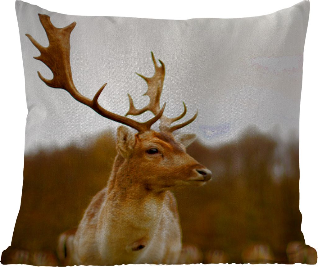 MuchoWow Outdoor Kissen - Damhirsch - Wald - Herde - Tiere - Natur - 50x50 cm - Wetterfest - Lounge Kissen - Komfortabel - Kissen mit Bild