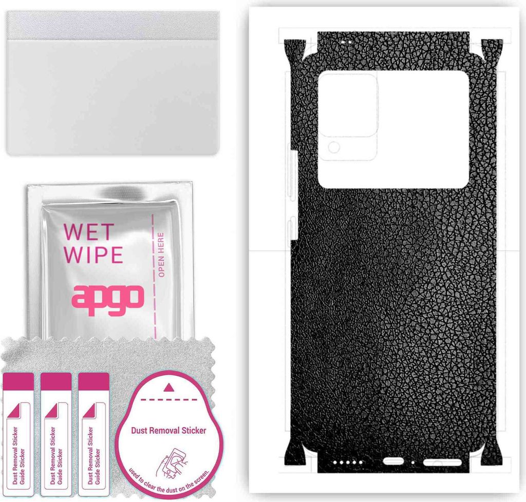 apgo Rückseite + Seiten Schutzfolie, Skin, kompatibel mit Vivo X80, Hinten Displayschutzfolie aus Vinylfolie, kratzfest, einfache Montage - Schwar...