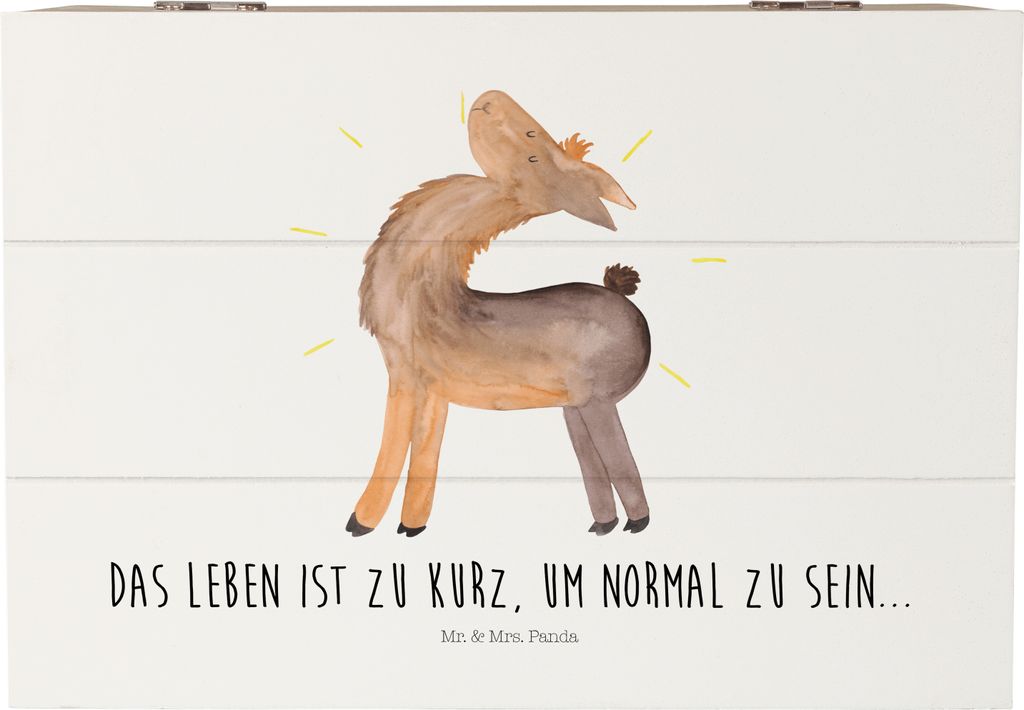 Mr. & Mrs. Panda Geschenkbox Lama Stolz 22 x 15 cm - Weiß - Geschenk, fotobox, Schatzkiste, Familie, Kiste mit Deckel, Neustart, Anders, Family, Box