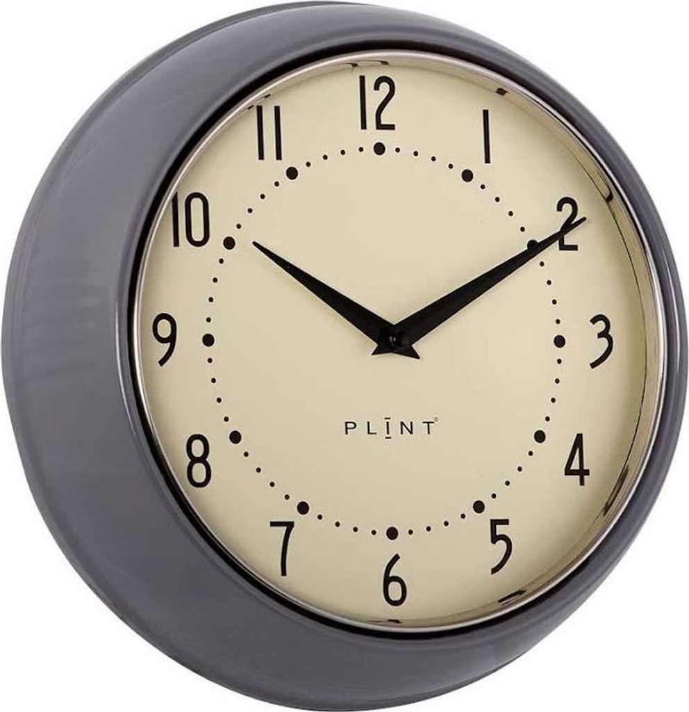 LS-LebenStil Nostalgische Metall Wanduhr Grau 23cm Rund Vintage Küchenuhr Bürouhr Retro kein Ticken Lautlos große Ziffern Wohnzimmer Büro Küche