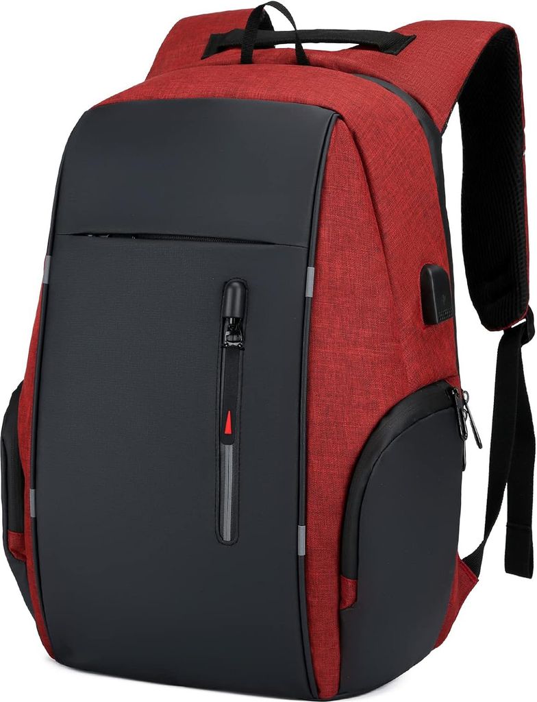 OKWISH Laptoprucksack Laptop Rucksack Wasserbeständig Laptoptasche für 17.3 zoll Laptop mit USB-Anschluss,Anti-Diebstahl,Backpack mit Laptopfach Rot