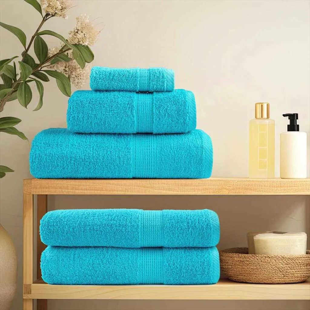 Asciugamani vidaXL 4 Pezzi Cotone Turchese | Morbidezza Premium Bagno - 2
