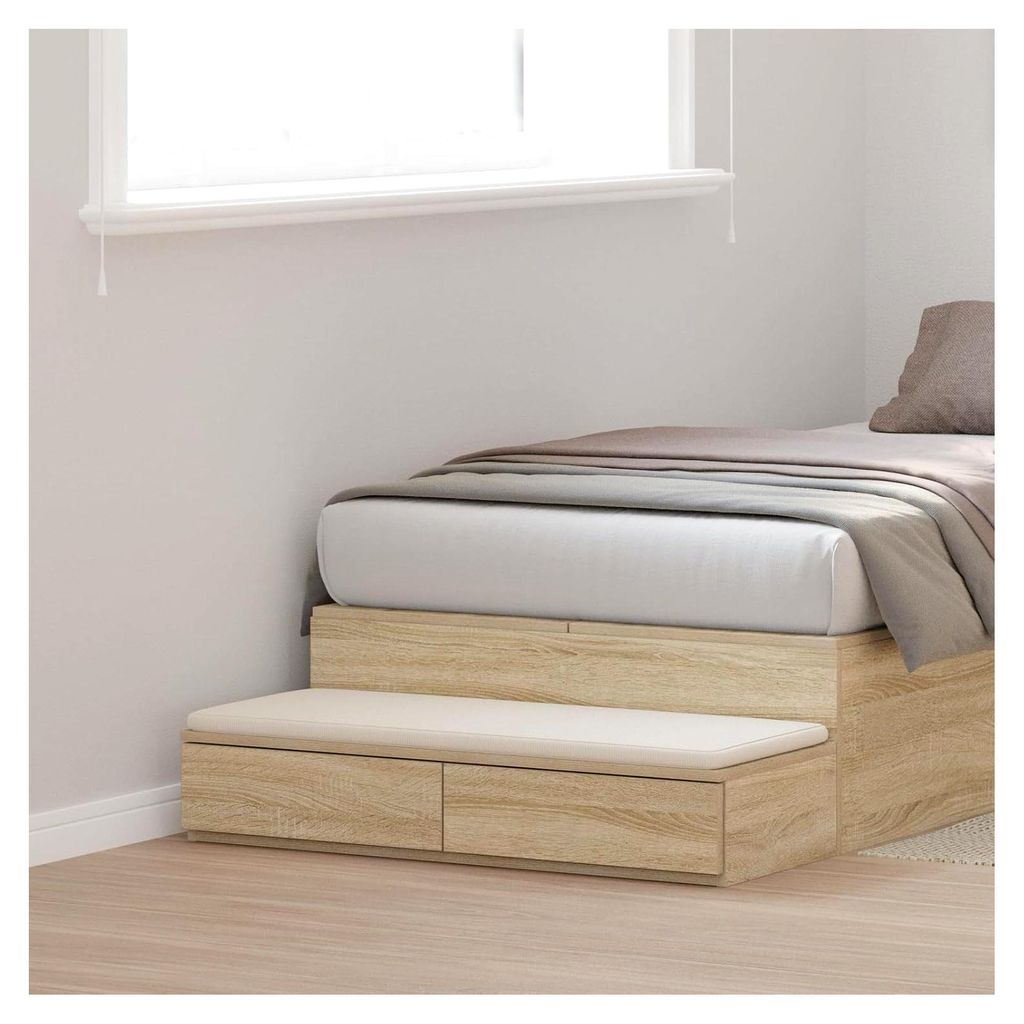 Nachttisch aus Sonoma Eiche 75x36,5x16,5 cm mit zwei großen Schubladen – MDF