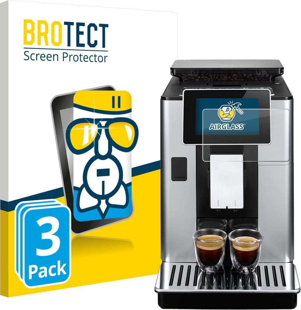 3x BROTECT Schutzglas für DeLonghi PrimaDonna Soul ECAM612.55.SB Schutzfolie Panzer Folie Glas Display Schutz klar