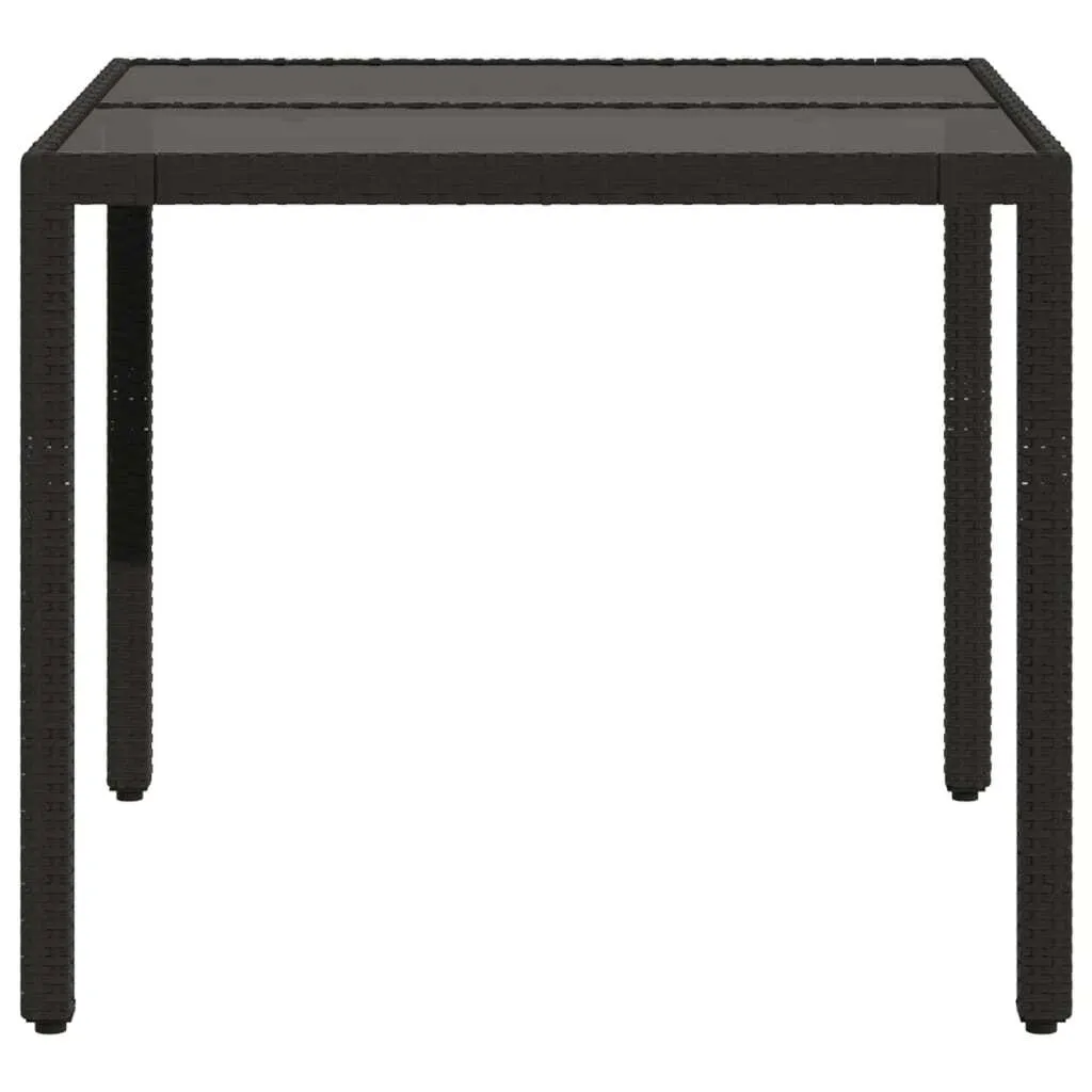 Table extérieure robuste 90x90 cm verre noir et polyrotin résistant - 5