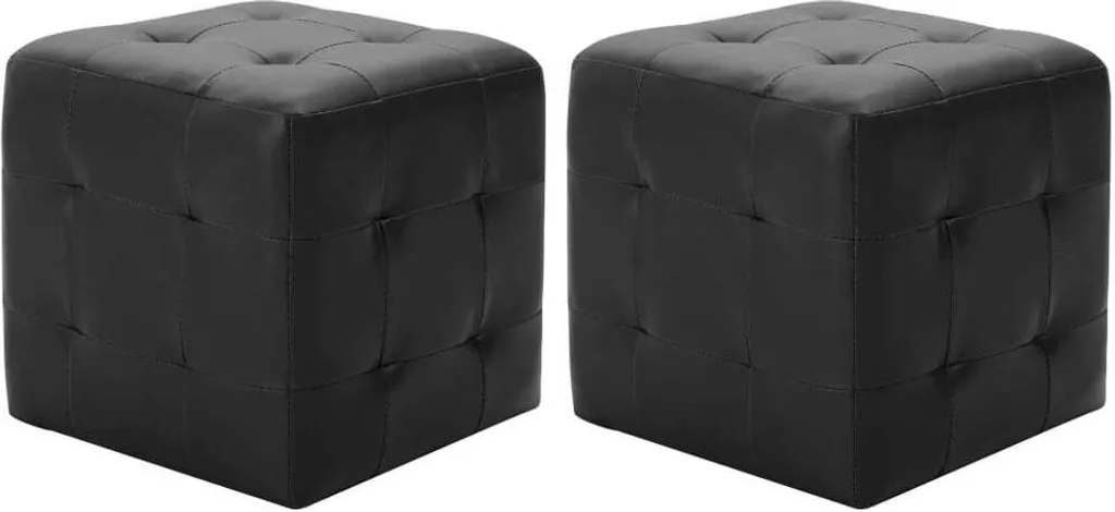 Pouf 30x30x30 cm Noir Lot de 2 en Similicuir Résistant et Design