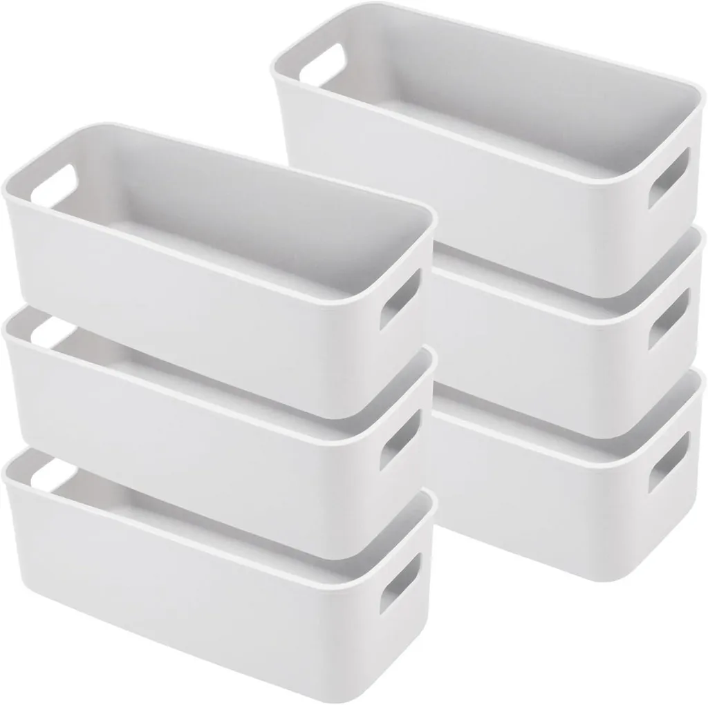 LYLIDIA Boîte de Rangement Plastique 30cm Grise - Set de 6 Organiseurs