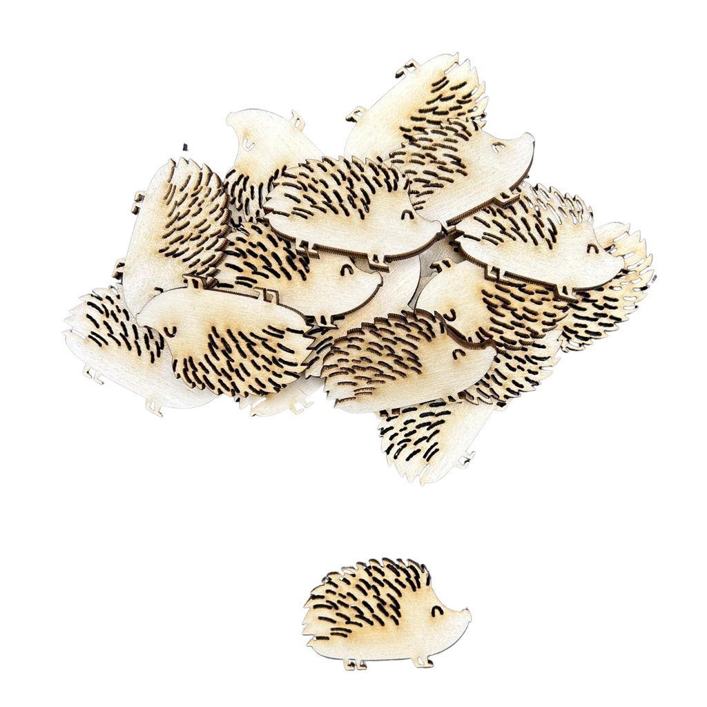 9 Stück Holz Igel Figuren – 4,5 x 2,6 cm – Lasergeschnittene Holztiere aus Sperrholz – Bastelmaterial für Herbst, DIY, Scrapbooking, Naturdeko