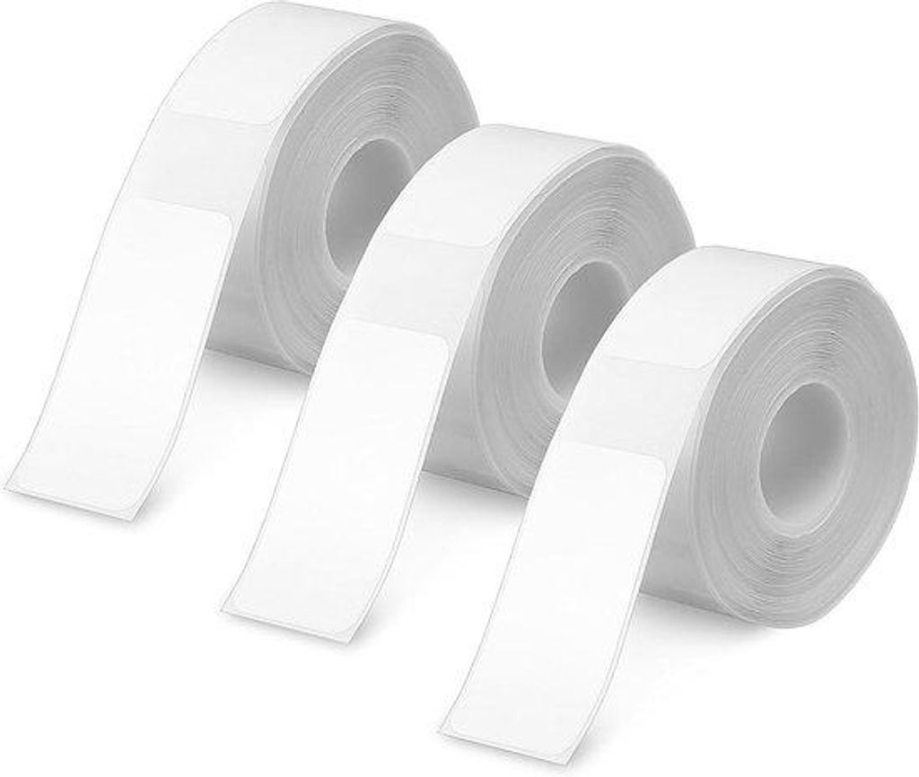 Thermische Etiketten für Drucker - 3 Rollen, weiß, 14 x 30 mm - Selbstklebende Etikettband - zu Hause, Büro, Schule - 180 Etiketten pro Rolle