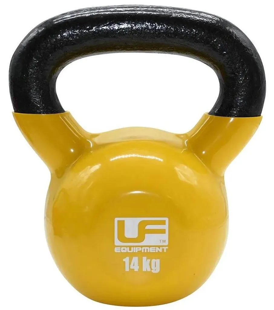 Kettlebell 14kg fonte jaune avec poignée ergonomique large