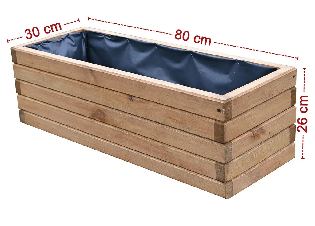 Jardinière bois robuste 80 cm - Bac fleurs résistant aux intempéries