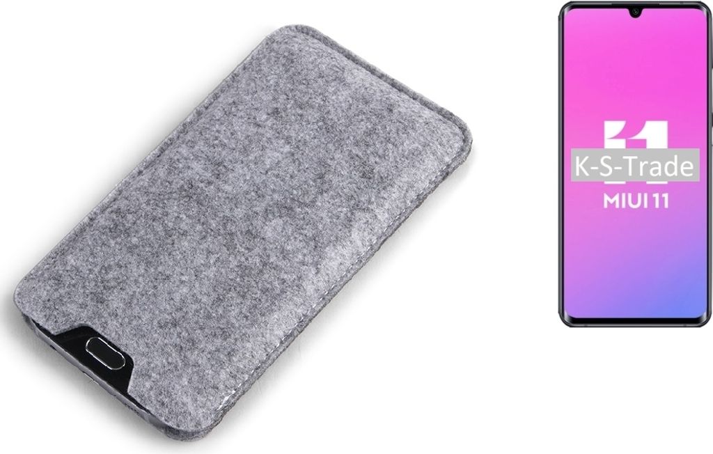 K-S-Trade Filz Handyhülle kompatibel mit Xiaomi Mi Note 10 Lite Schutzhülle Filztasche Filz Tasche Case Sleeve Handy Hülle Filzhülle grau