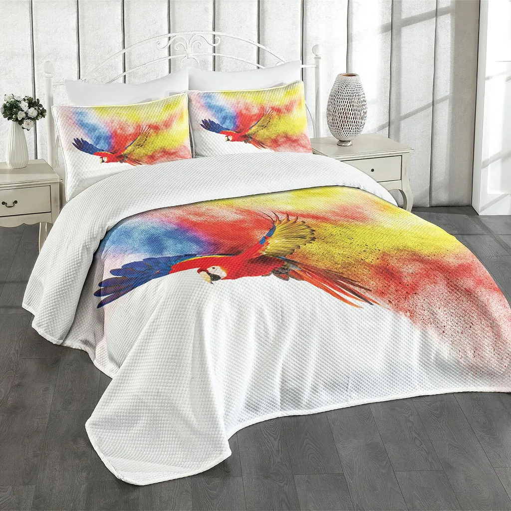 Offerta Set Copriletto ABAKUHAUS 220x220 - Fantasia Tropicale Papagallo