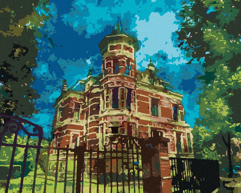 Zuty - Malen nach Zahlen - ANTIKE ROTE VILLA IN AMSTERDAM, 40x50 cm, mit Keilrahmen (bereits gespannt)