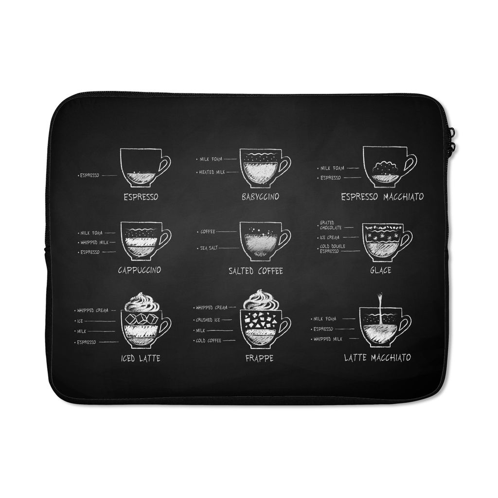 MuchoWow Laptop Hülle 17 Zoll Laptoptasche Küche - Kaffee - Trinken - Zipper - Schutzabdeckung