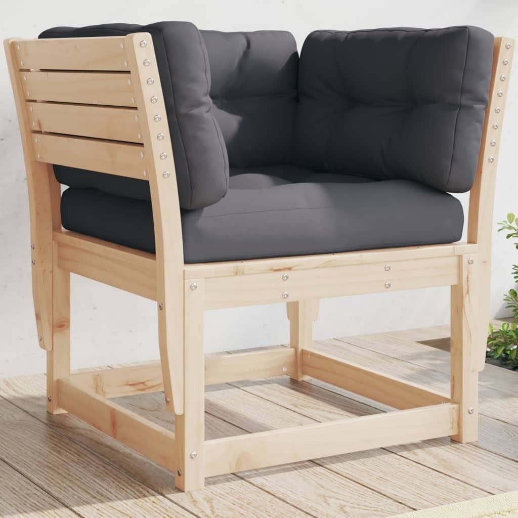 ZMH Gartensofa mit Armlehnen und Kissen Massivholz Kiefer