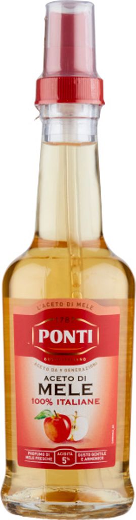 Ponti Aceto di Mele Spray - Italienischer Apfelessig aus 100% sonnengereiften Äpfeln - Praktischer Zerstäuber - 250ml