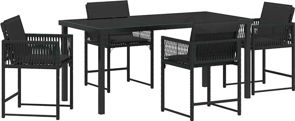 Garten Essgruppe 5 pcs Schwarz Poly-Rattan