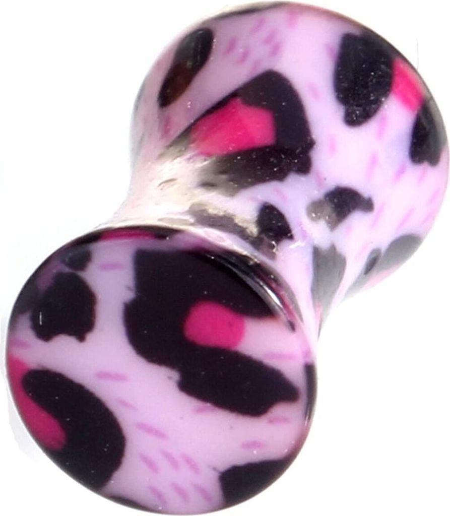 Karisma Ohr Flesh Plug Tunnel Piercing Acryl Leopard Lila T6347 - 12.0 Millimeter